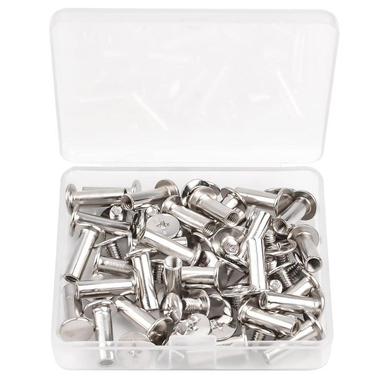 INCREWAY Phillips Screws, 60 Sets 5mm X 15mm Nickel Plated Chicago Binding Screws Round Cross Head Stud Screw Posts Nail Rivet, Silver Tone - Image 5